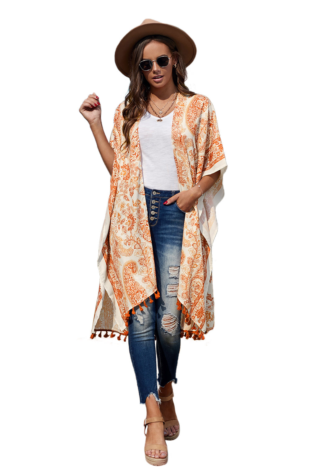 Sundown Paisley Kimono Cover-Up