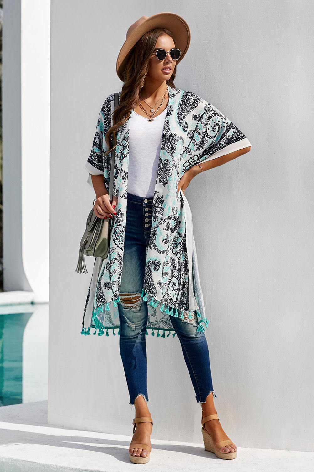 Coastal Paisley Kimono Cover-Up