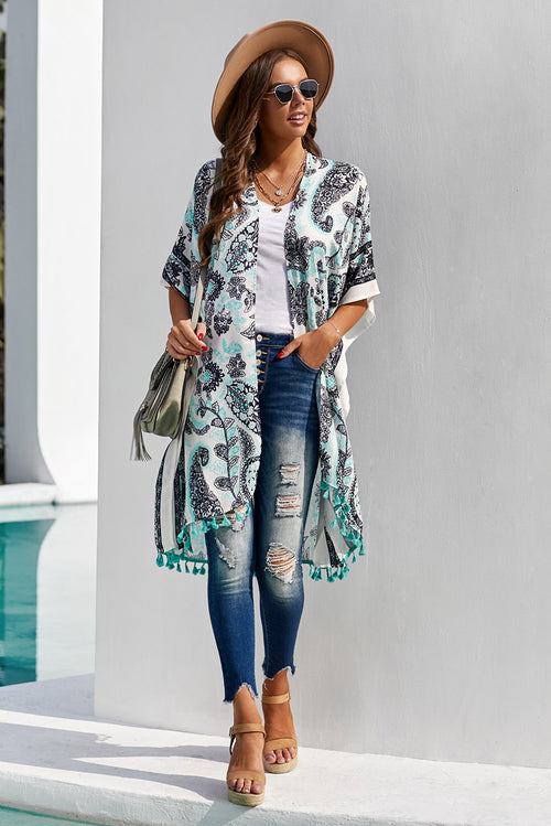 Coastal Paisley Kimono Cover-Up