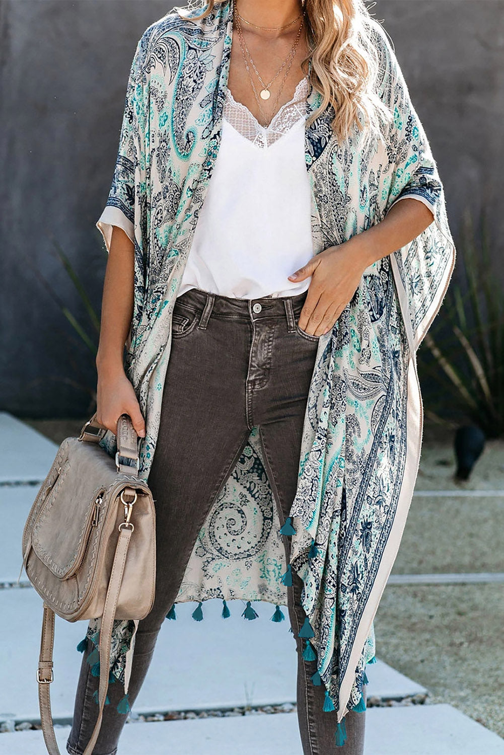 Coastal Paisley Kimono Cover-Up