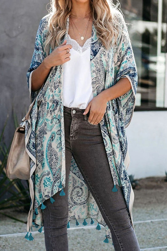 Coastal Paisley Kimono Cover-Up