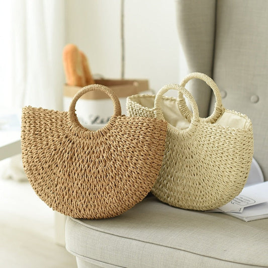 Santorini Semi-Circle Straw Bag
