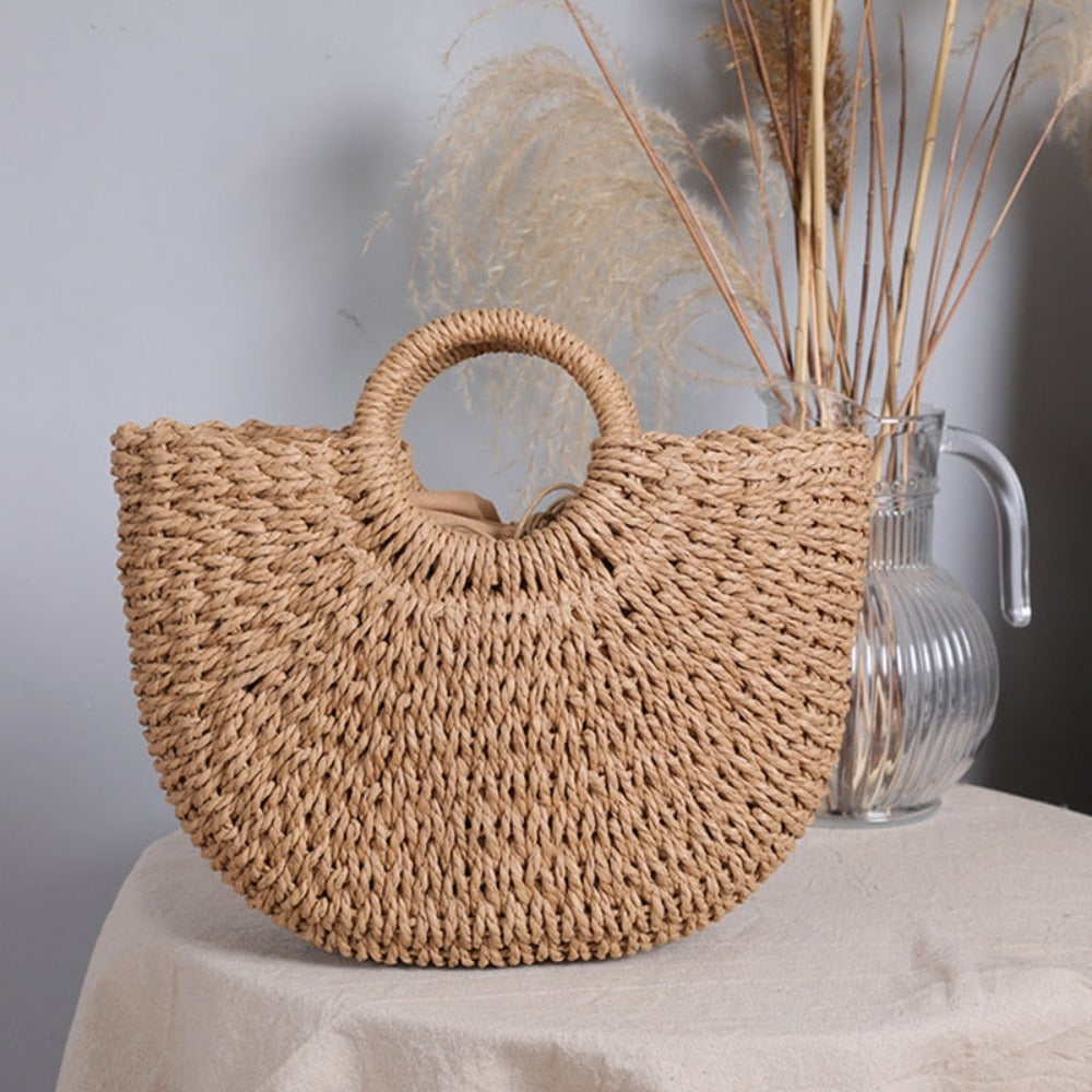 Santorini Semi-Circle Straw Bag