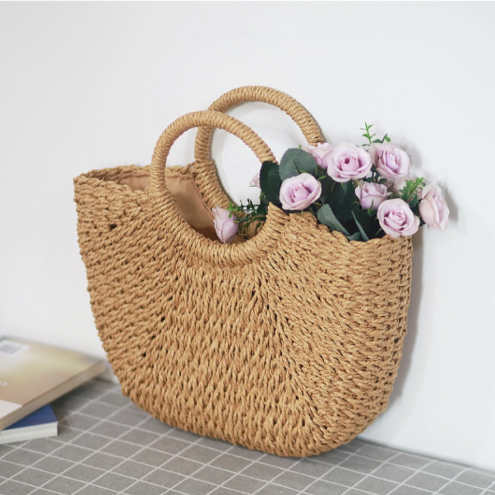 Santorini Semi-Circle Straw Bag