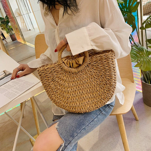 Santorini Semi-Circle Straw Bag
