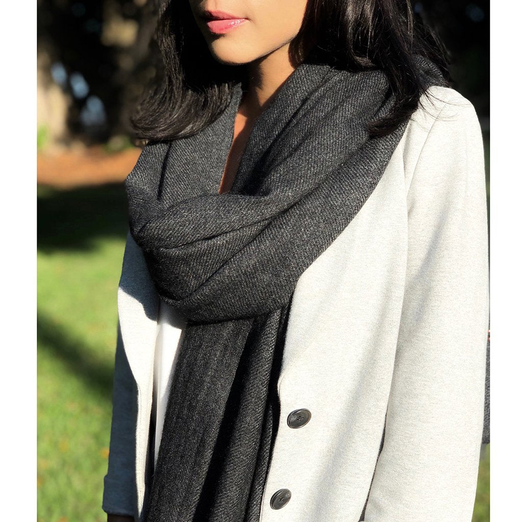 Black Handloom Cashmere Scarf