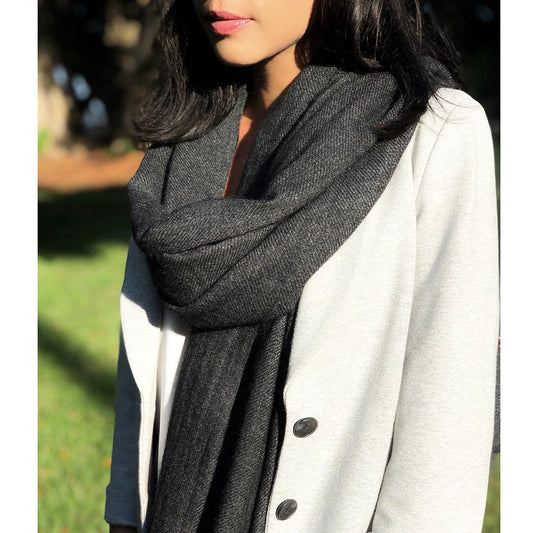 Black Handloom Cashmere Scarf