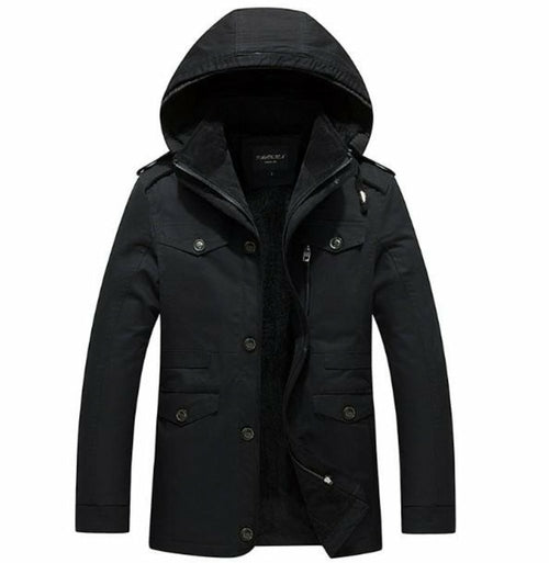 Expedition Thermal Hooded Men's Coat with Faux-Fur Lining